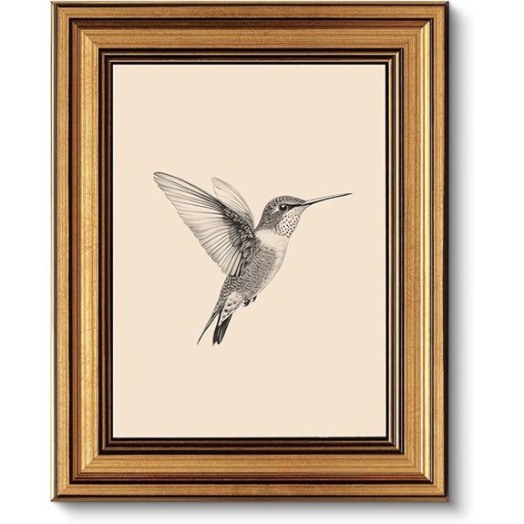 vintage gold framed hummingbird wall art