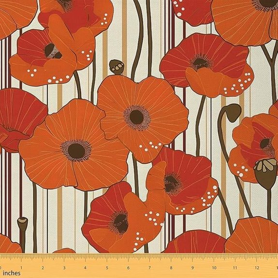 vintage orange floral upholstery fabric 1 yard