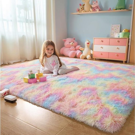 15 Best Playroom Rugs for 2026 (Soft & Stylish Picks) 4 washable rainbow shaggy rug