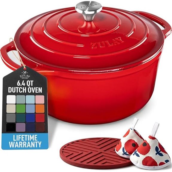 zulay 6 4qt enameled cast iron dutch oven